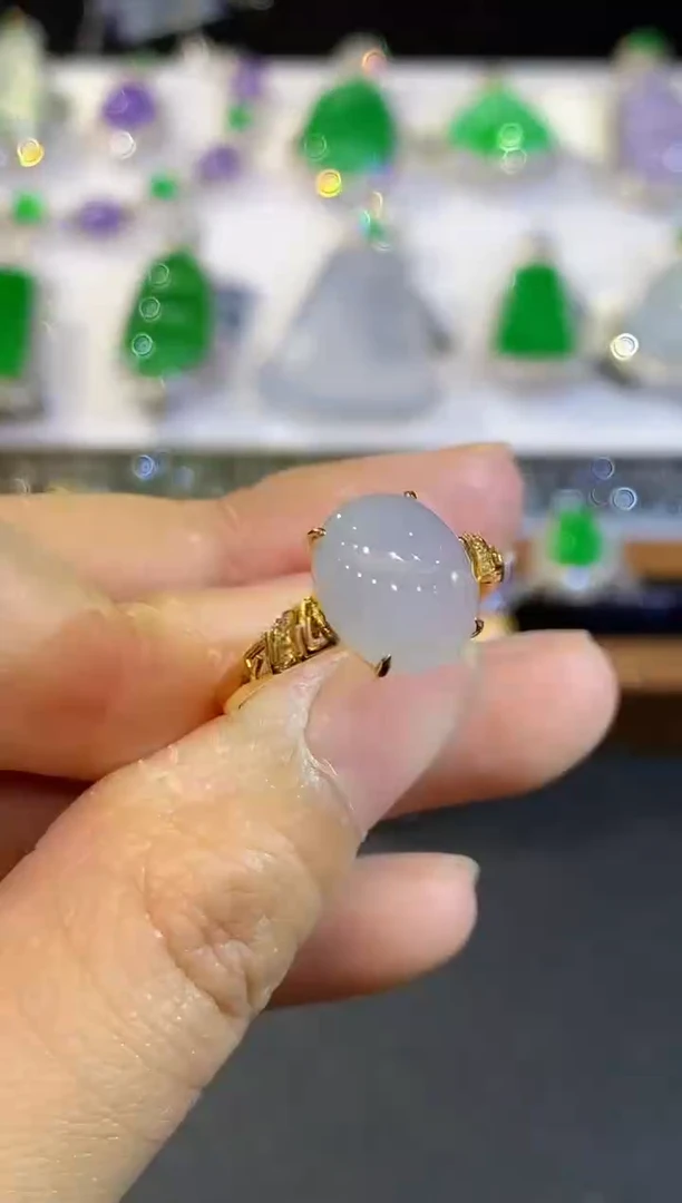 翡翠戒指18K金镶嵌L0056多样性发其一
