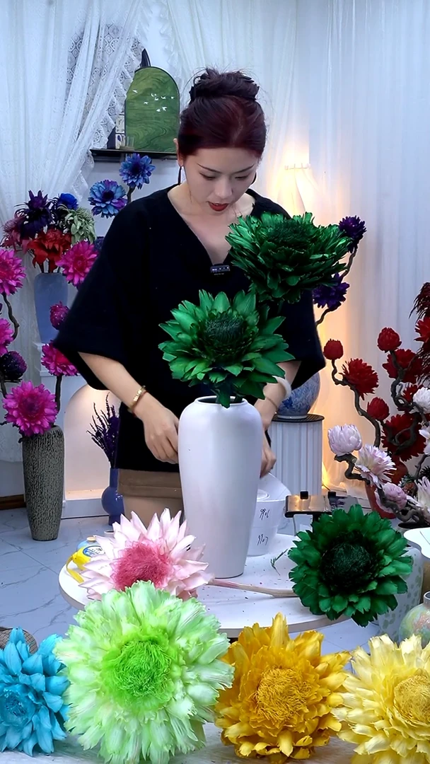 永生洋蓟墨绿2头【有染色花心乱】9894