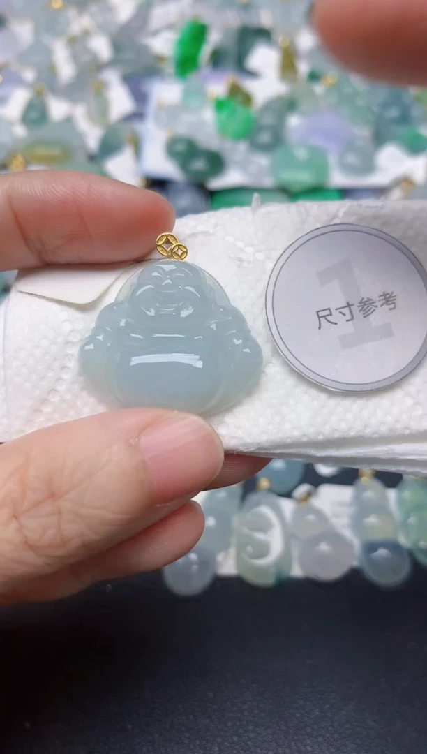 颈饰18K金镶嵌翡翠天然缅甸A货翡翠