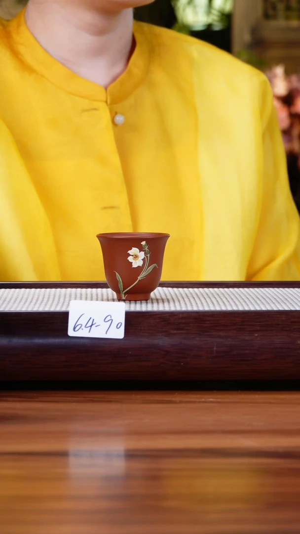 茶壶紫砂6.4-90朱泥 泥绘主人杯