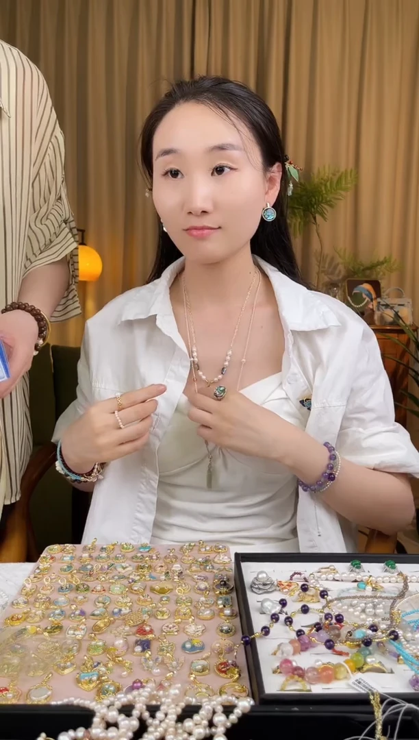 淡水珍珠银S925镶嵌项链044三件套