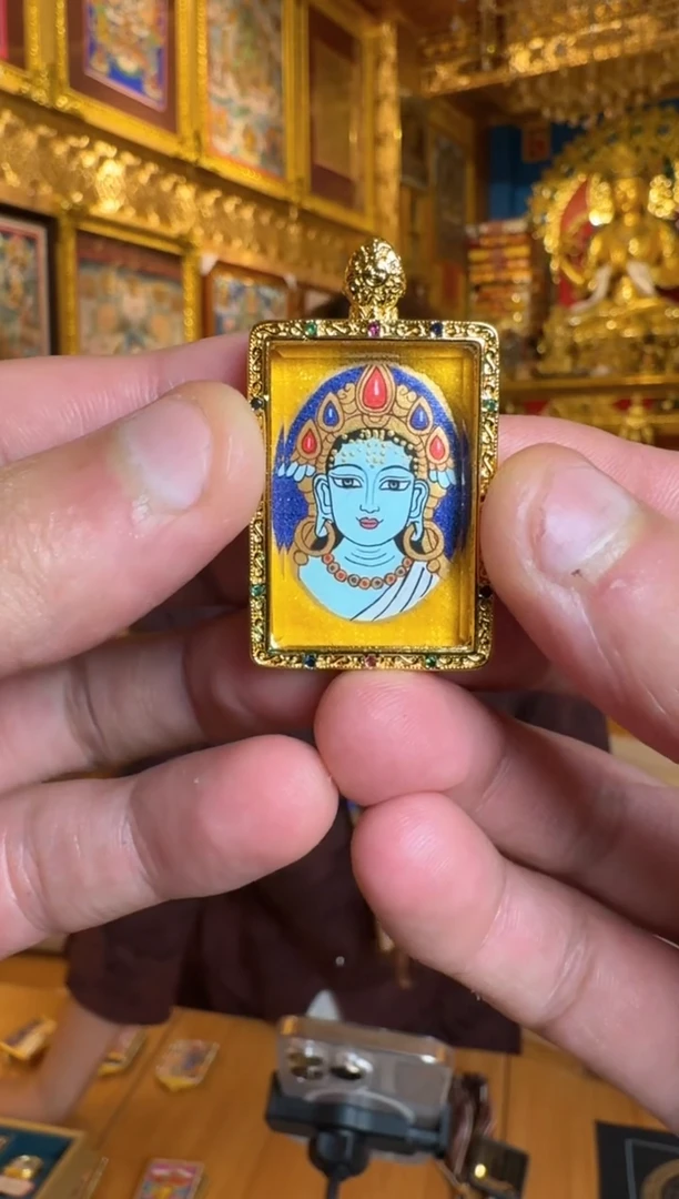 吊坠绿妈妈-热贡纯手绘唐卡