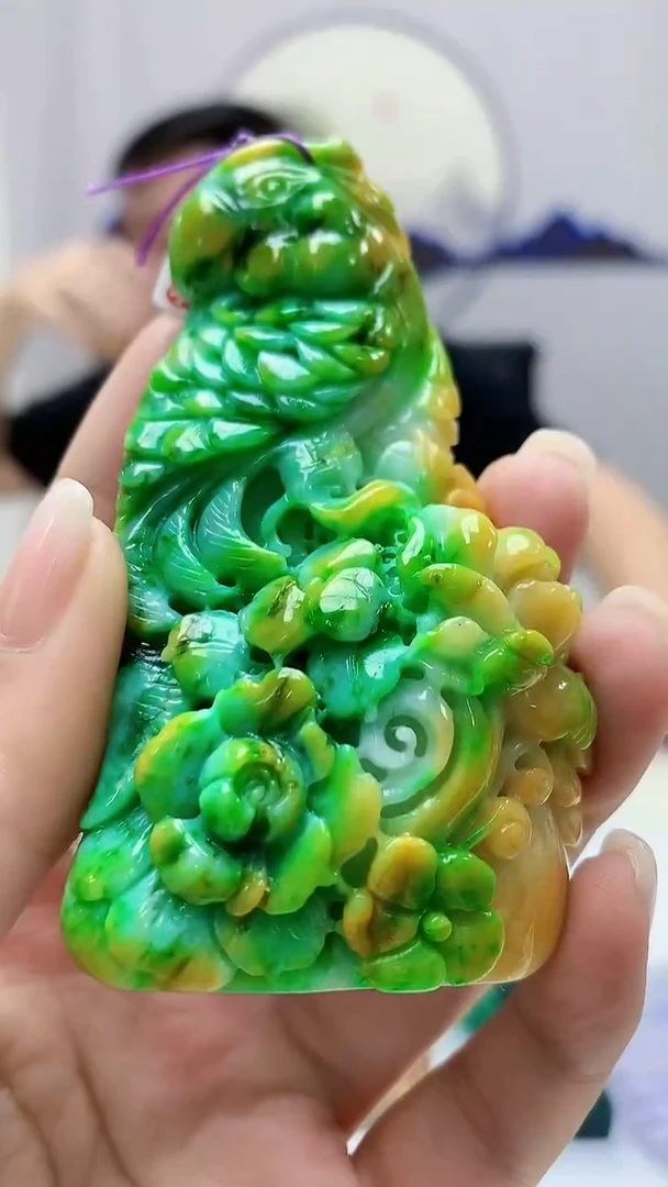 定制翡翠未镶嵌5124ms-毛货43花鸟赠龙门架