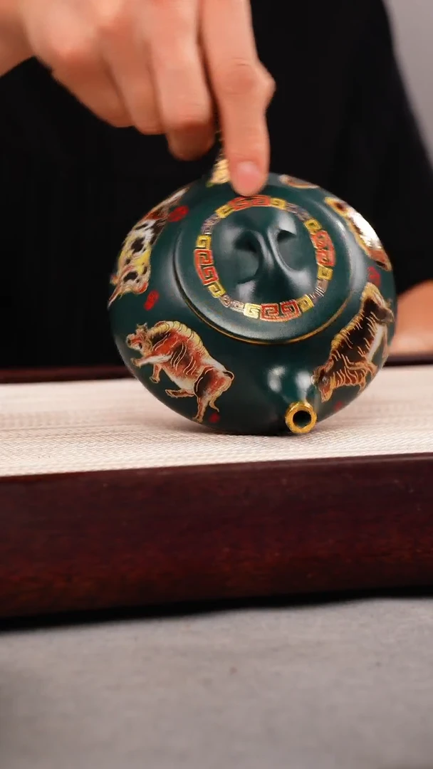 茶杯紫砂苏门答腊青 景舟石瓢 五牛珐琅彩