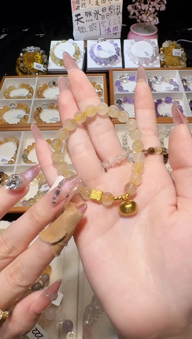 水晶手串未镶嵌天然金发晶水晶手串卡7