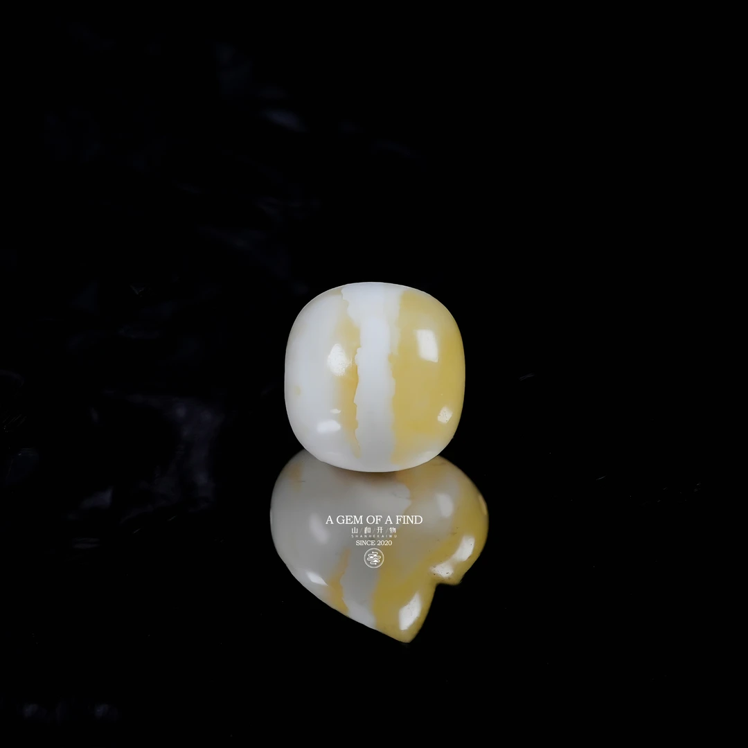 山和开物｜9.9mm金瓷白浓蜡润度佳妖花老型文玩配饰 天然琥珀蜜蜡