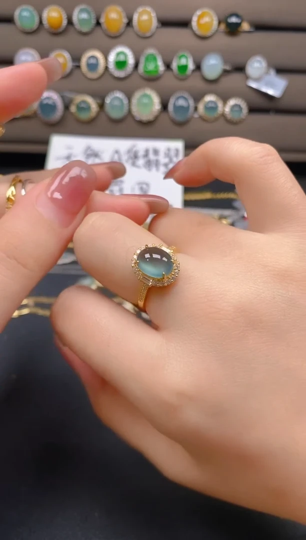 翡翠戒指银S925镶嵌2121