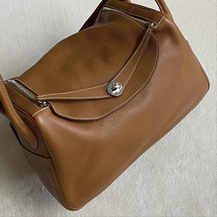 99新 Hermes/爱马仕 爱马仕lindy34金棕银扣tc皮Q单肩包88089032