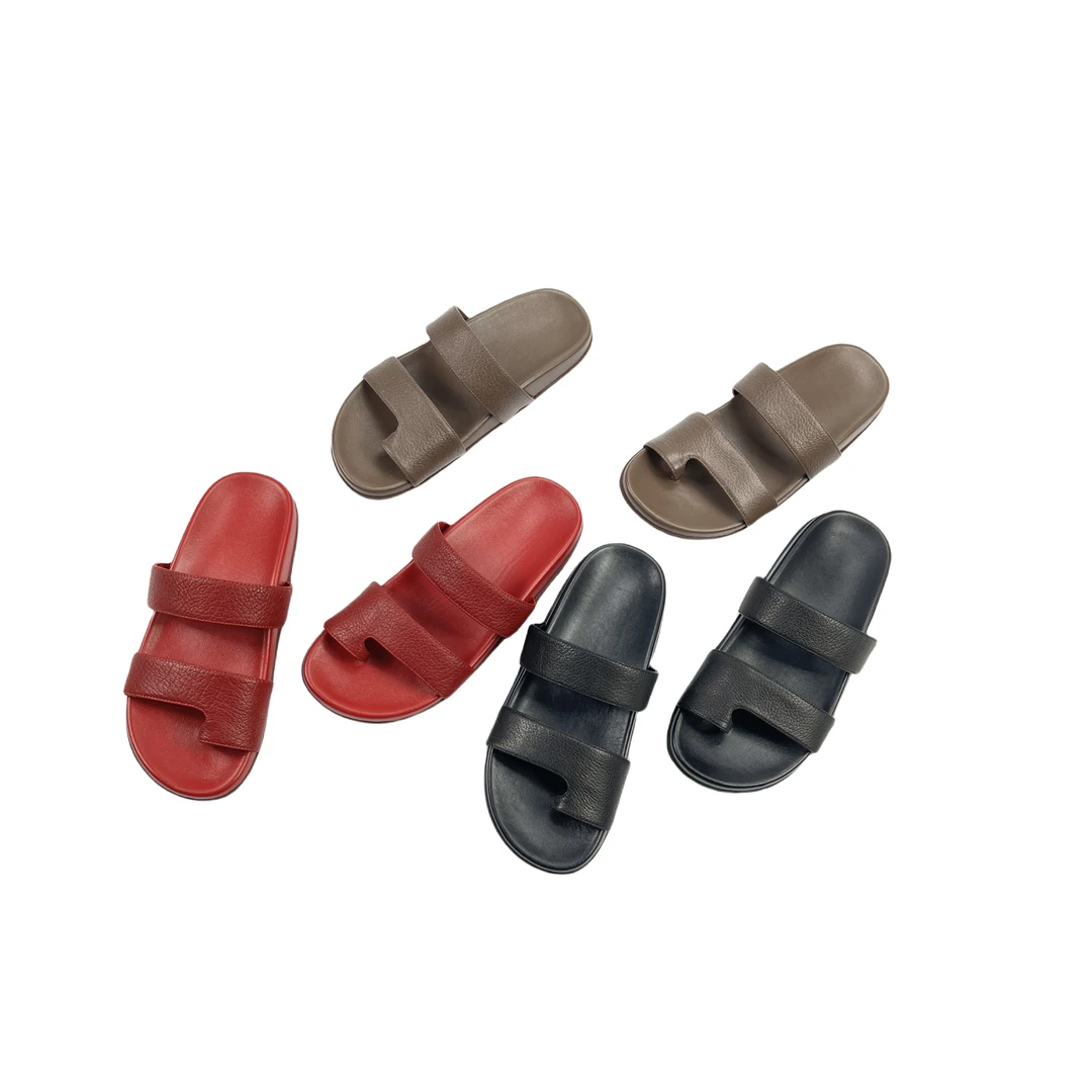 【云朵】TR极简风夏季女士真皮平底夹脚凉拖