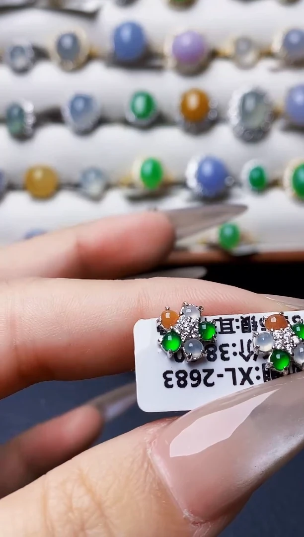 银S925镶嵌戒指翡翠7395