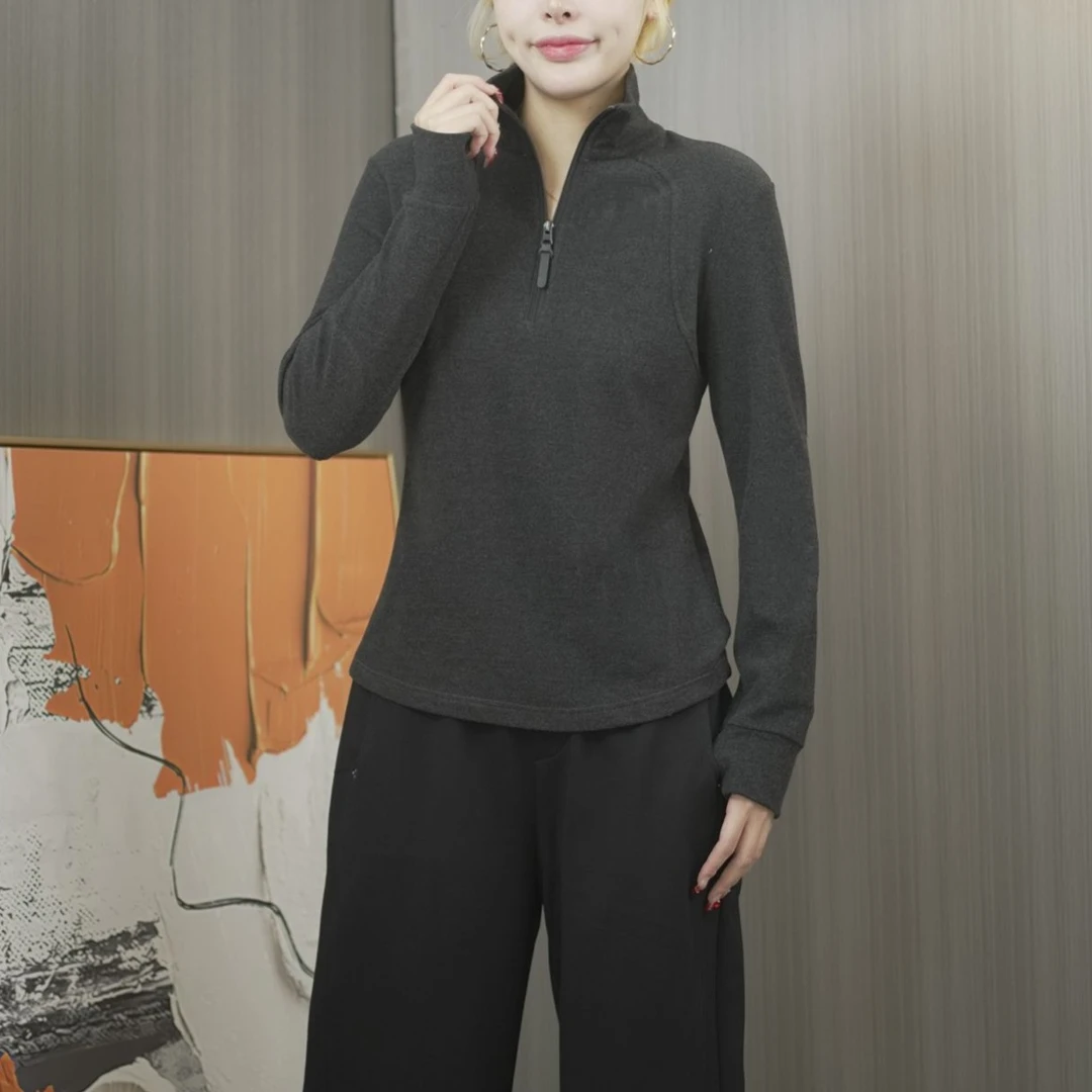 双面澳绒保暖加绒加厚立领拉链休闲百搭套头打底气质卫衣女