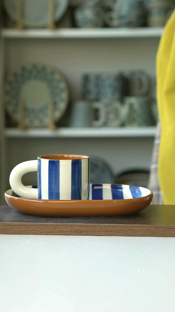 出丹麦Ferm深海蓝杯盘180@4-2@微瑕