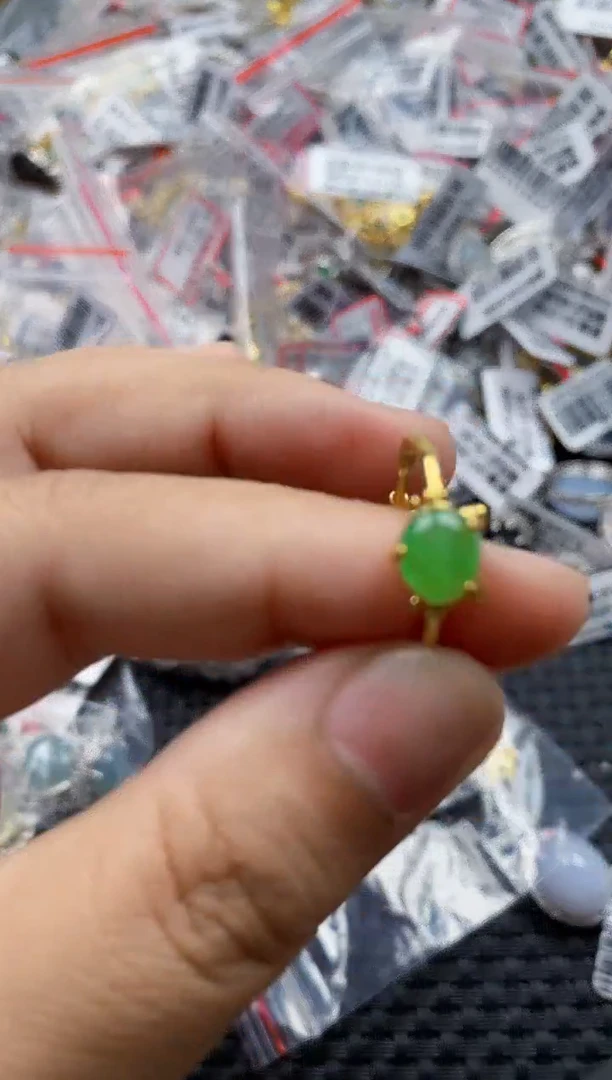 翡翠戒指银S925镶嵌6666---5