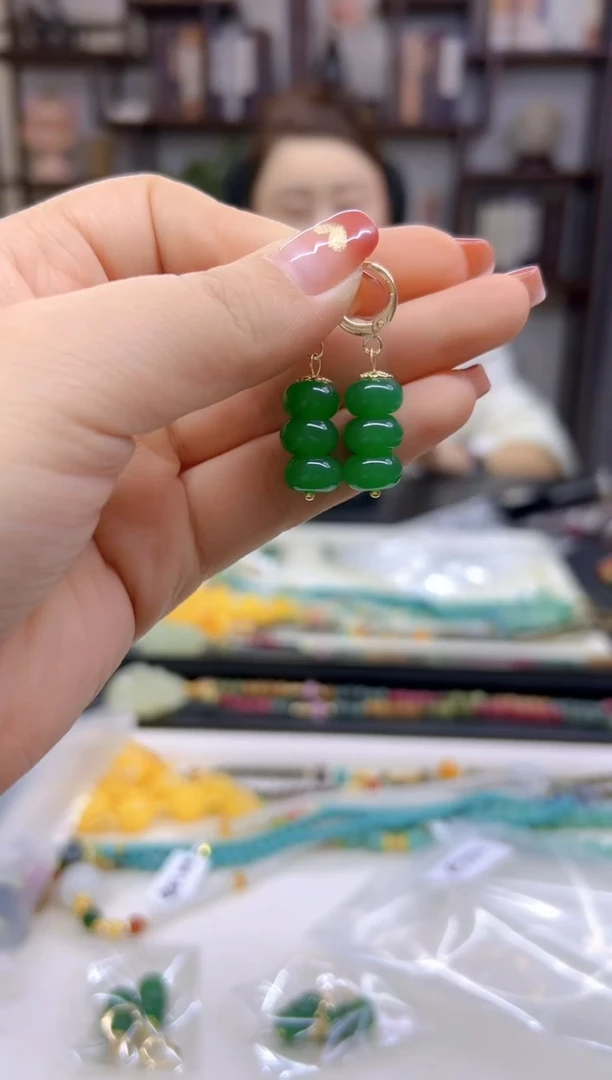 【闪购商品】翡翠耳饰14K金镶嵌耳扣E750