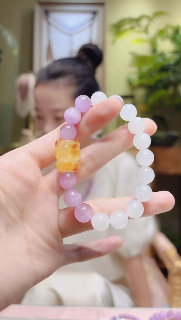 【闪购商品】锂辉石手串未镶嵌蜜蜡熊和田玉紫锂辉手串