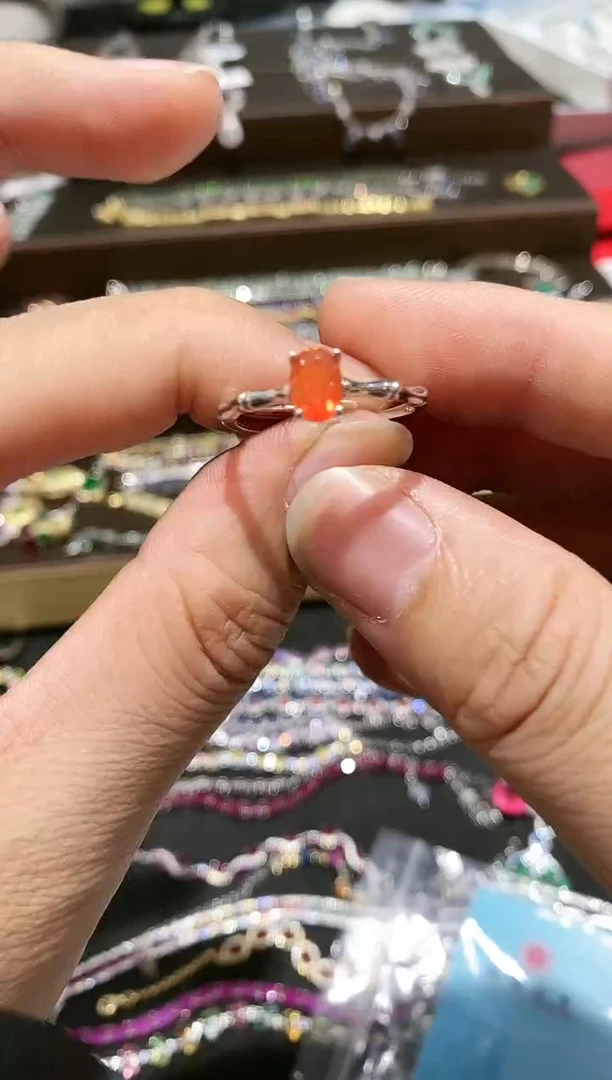 【闪购商品】欧泊戒指银S925镀金镶嵌戒指