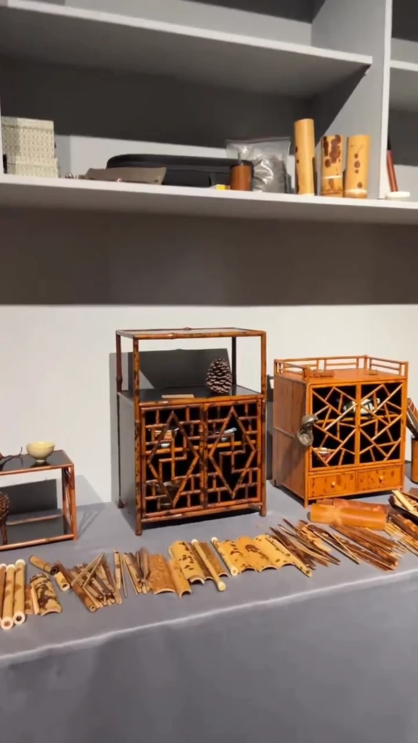 竹?*飏湘妃竹冰裂纹茶棚