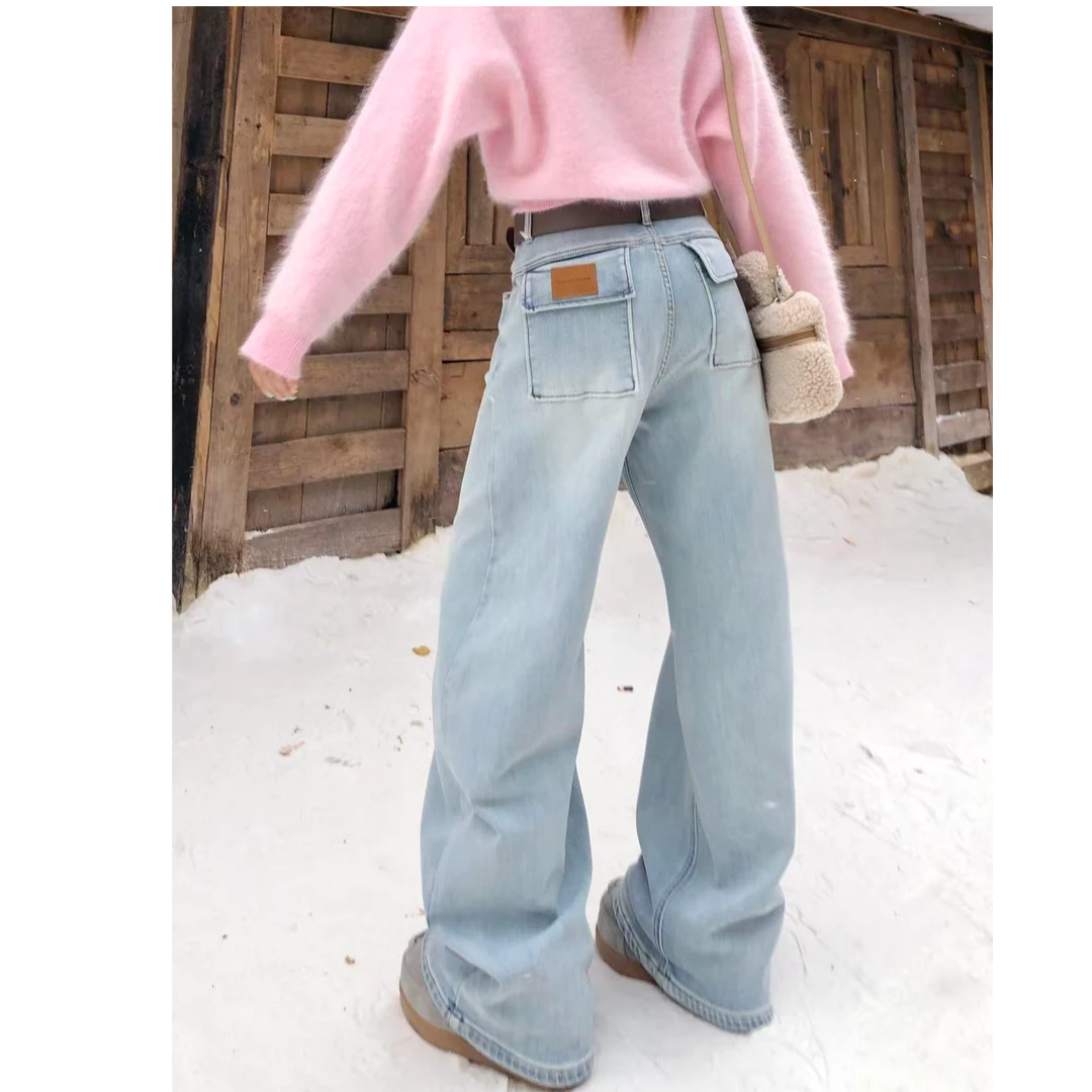 婉君【玩转搭配裤】加绒直筒 秋季韩系百搭显瘦牛仔裤LWJ25D4K3258