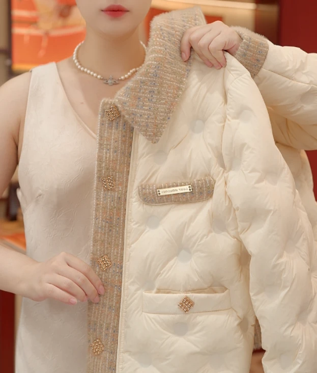 SY-2025新款波点时尚轻奢小香风羽绒服