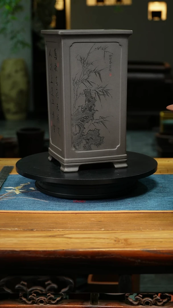 紫砂花盆沧**锋李超紫砂兰花盆