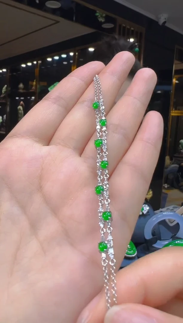 银S925镶嵌手链翡翠026（多样性发其一）
