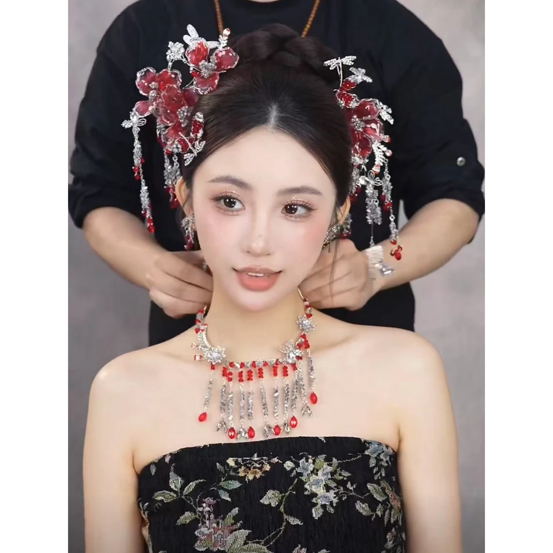 合金婚庆饰品 新款精美红色精致新娘饰品中式301