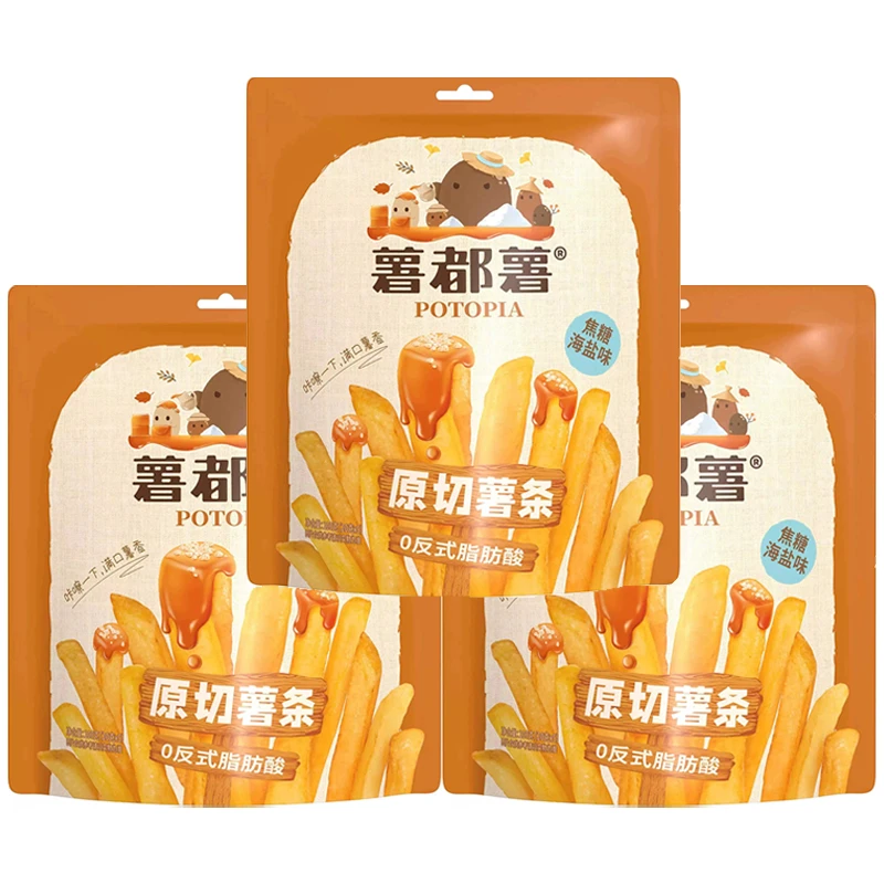 【25年5月9日到期】薯都薯焦糖海盐味原切薯条100g（内含5小包）*3袋