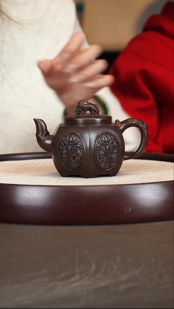 茶壶紫砂【齐燕君】紫泥飞龙在天   320CC