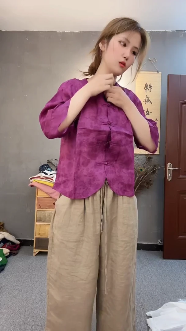 特价不退盘扣苎麻上衣