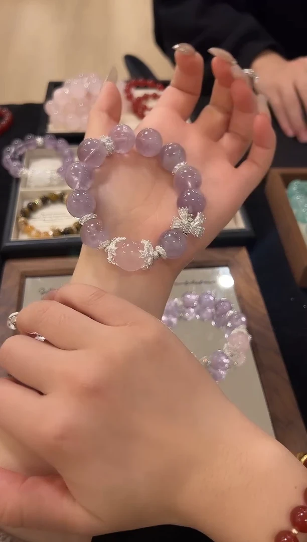 未镶嵌手链水晶a741 紫兔毛设计款手串 多样性发