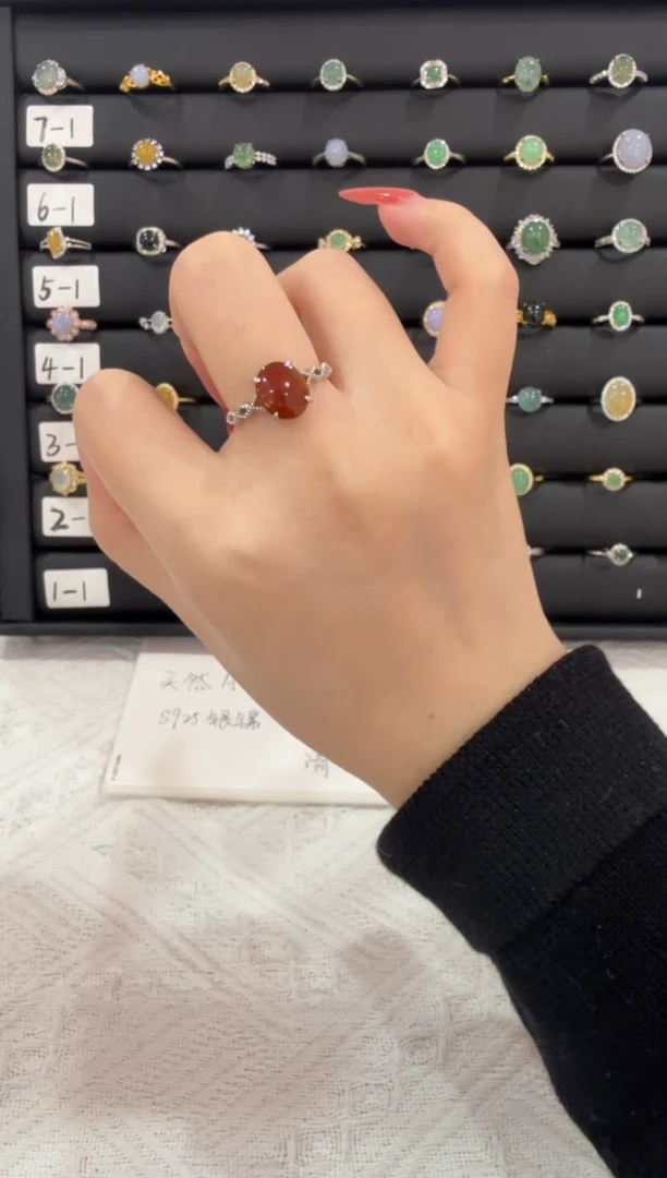 银S925镶嵌戒指翡翠022