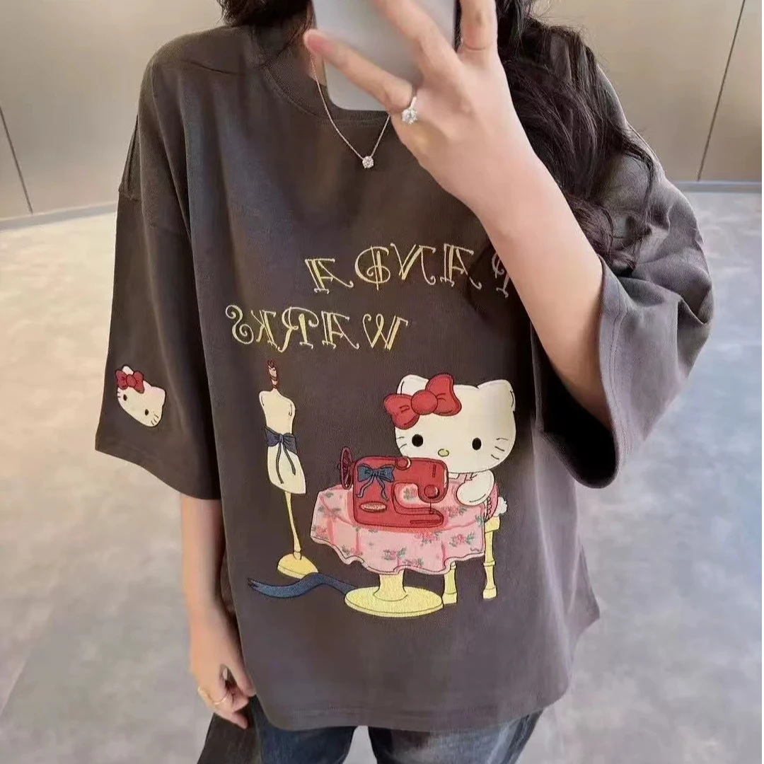 XB712 kitty贴布半袖灰色