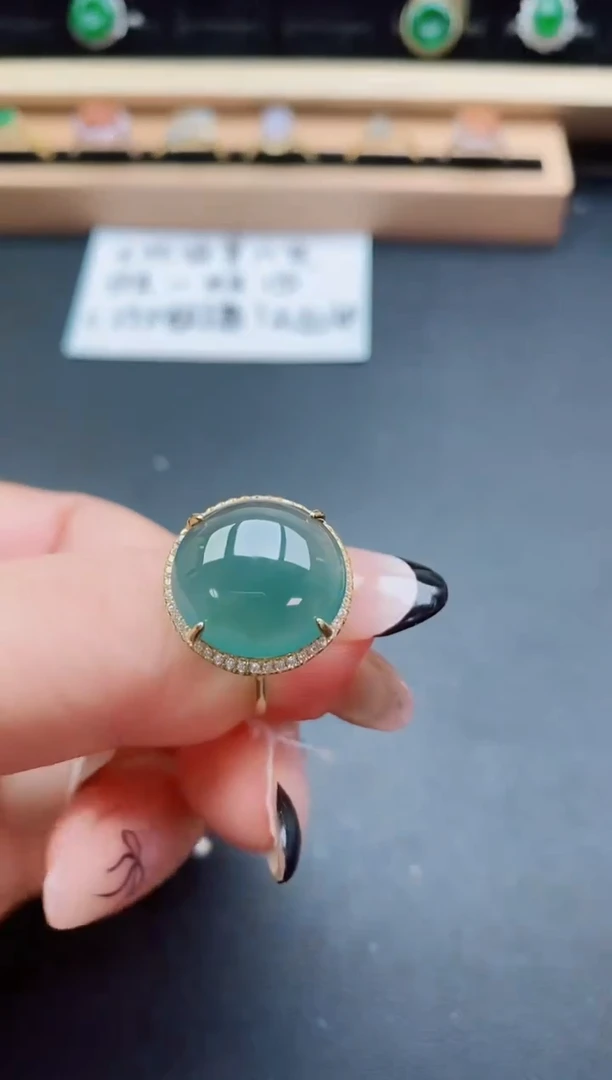 翡翠戒指银S925镶嵌50800