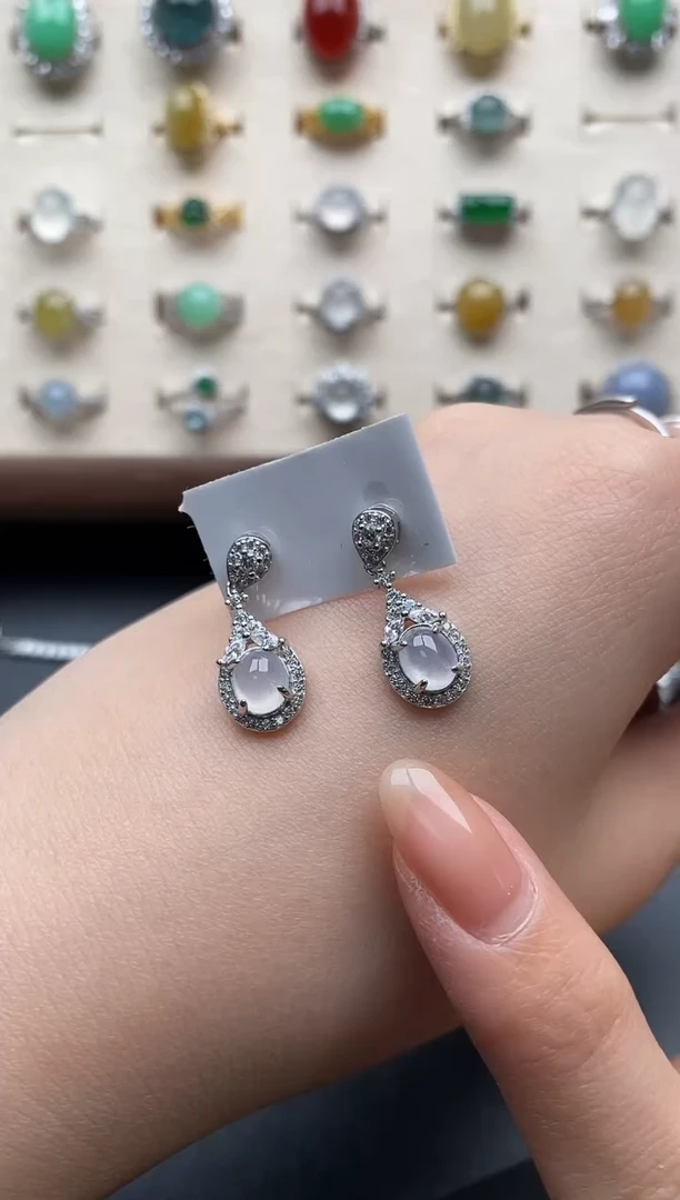 银S925镶嵌戒指翡翠一物一证一礼盒