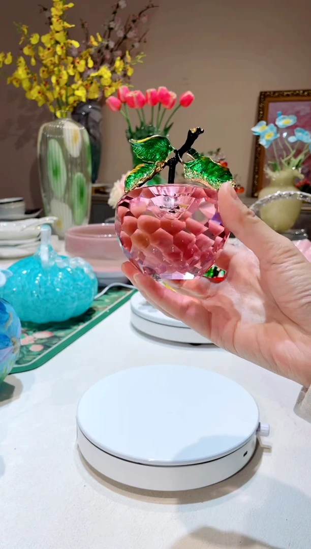 【闪购商品】琉璃手工艺品粉色水晶苹果