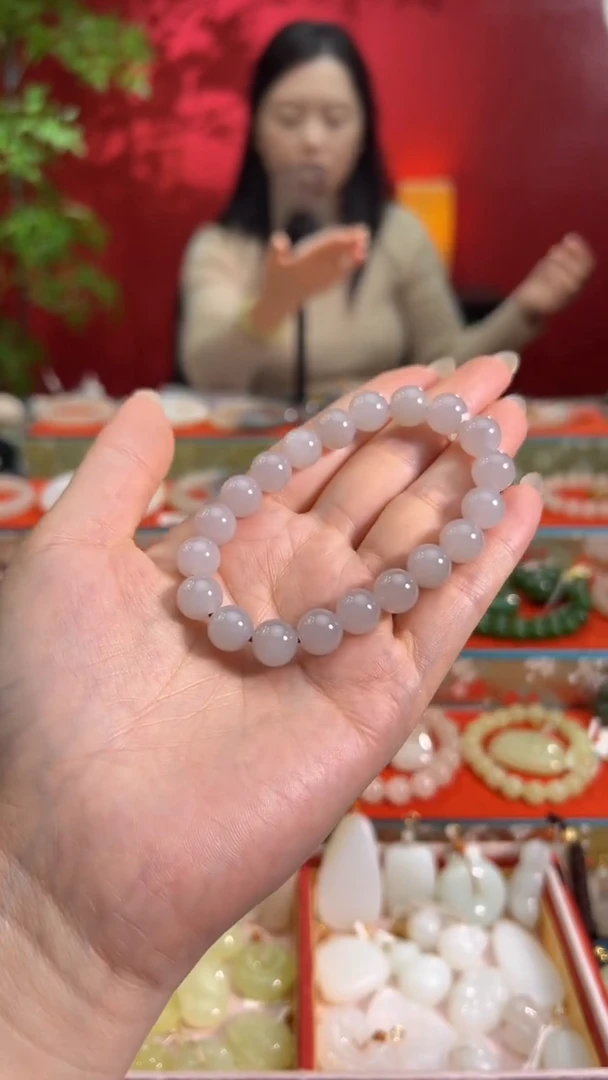 未镶嵌手串和田玉烟紫圆珠手串