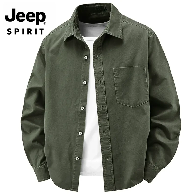 JEEPSPIRIT吉普美国Jeep官方2025春秋新款长袖衬衫男士休闲宽松百