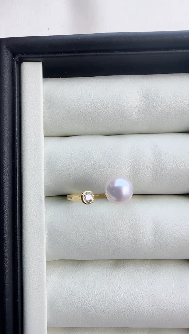 【闪购商品】海水珍珠戒指银S925镶嵌7-7.5