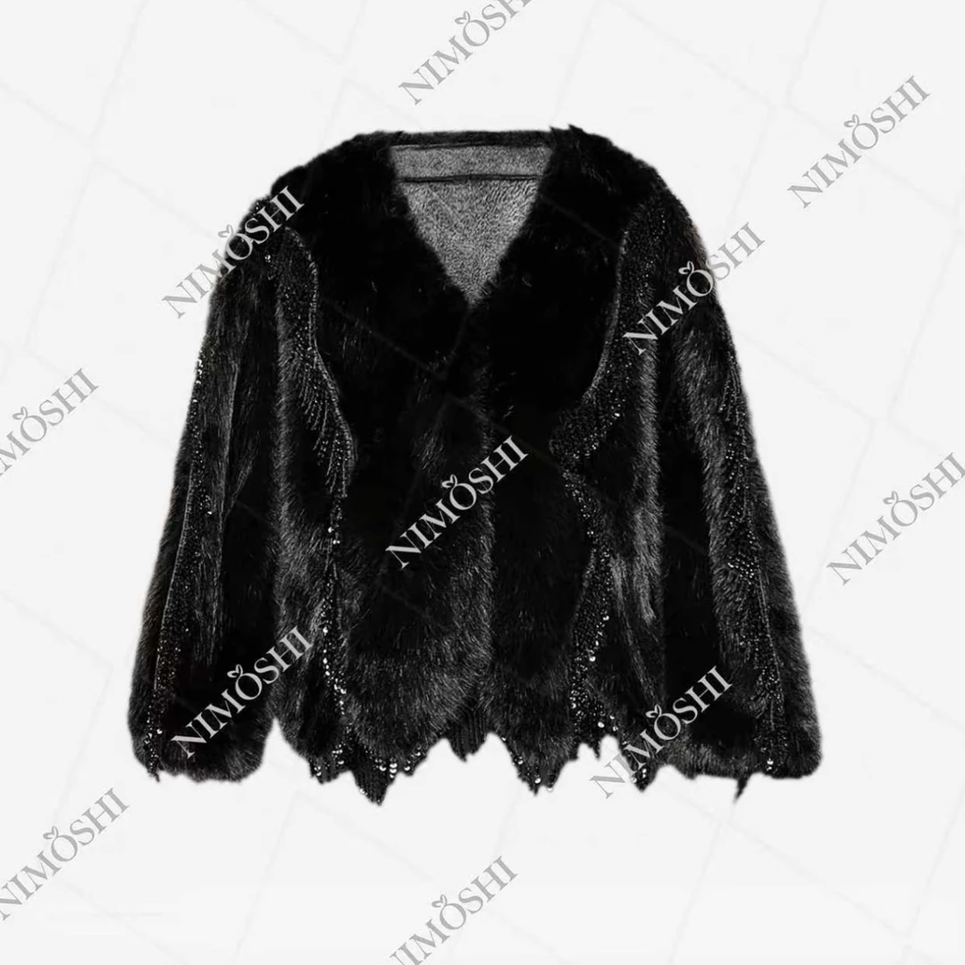 专柜重工冬日浪漫气质款保暖宽松型厚款流苏女装百搭外套