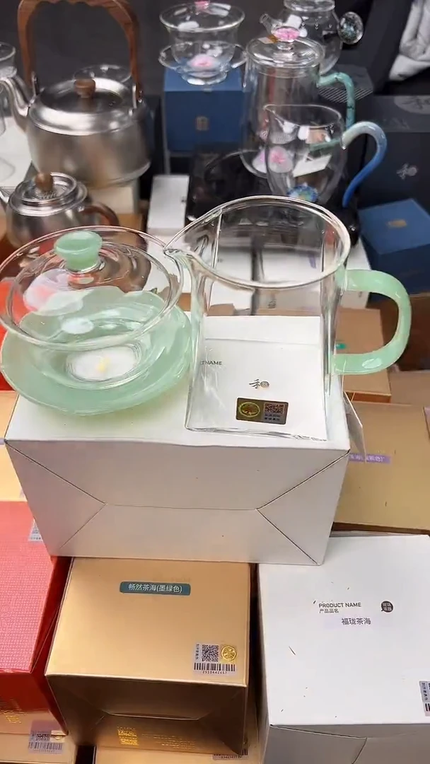 @@禾器沁莲盖碗浅玉色+瀚然茶海浅玉色