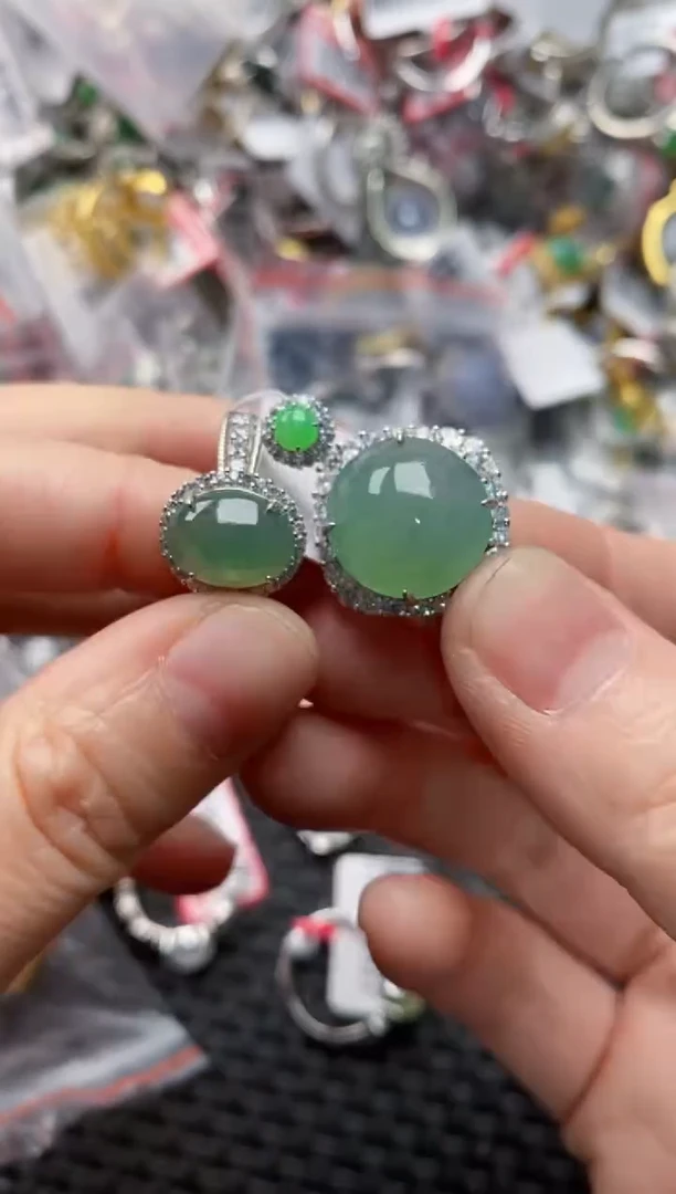 银S925镶嵌戒指翡翠7777-----2