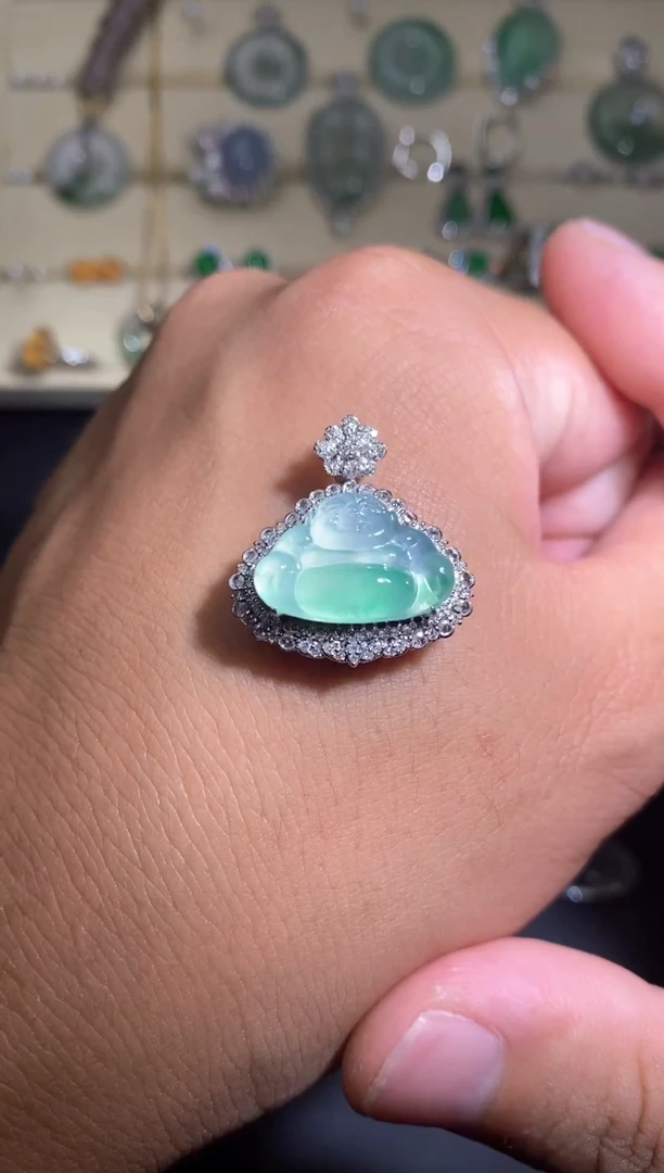 翡翠18K金镶嵌颈饰11/佛公