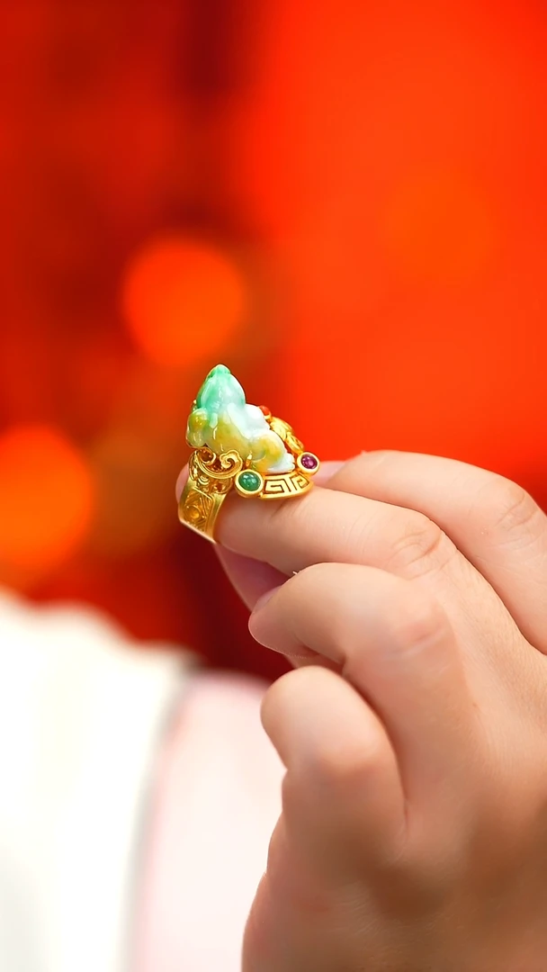 银S925镶嵌戒指翡翠新款