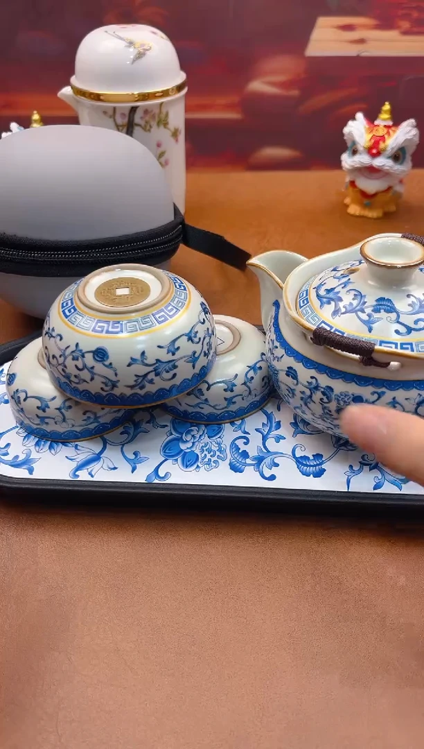 陶瓷茶具摆件旅行套组