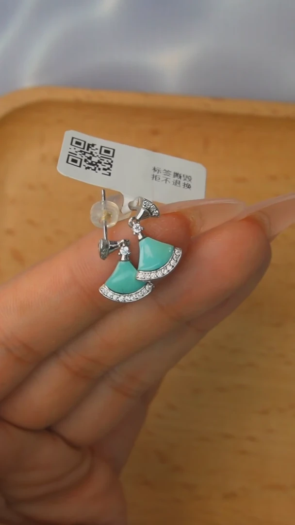 【闪购商品】绿松石耳环银S925镶嵌多样性发货一对