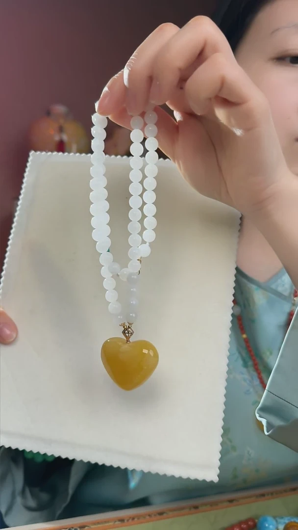 【闪购商品】和田玉项链未镶嵌天然和田玉搭配爱心项链