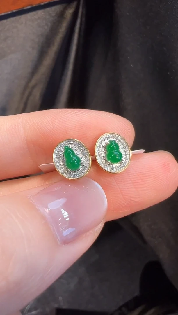 18K金镶嵌翡翠耳饰L6耳钉