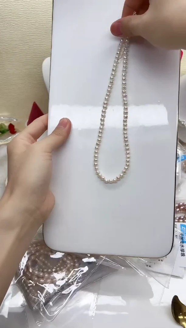 淡水珍珠未镶嵌项链水滴5-6mm（有生长纹介意勿拍）