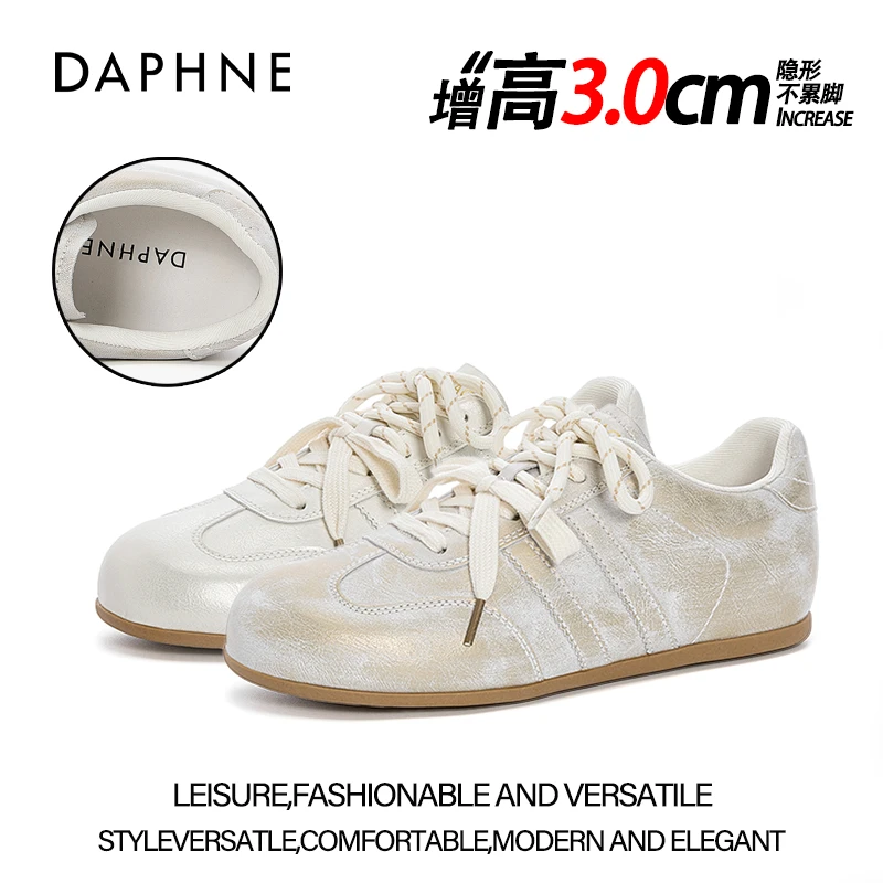 达芙妮新款鸳鸯鞋带休闲德训鞋女学院风阿甘鞋欧货炸街配裙子单鞋