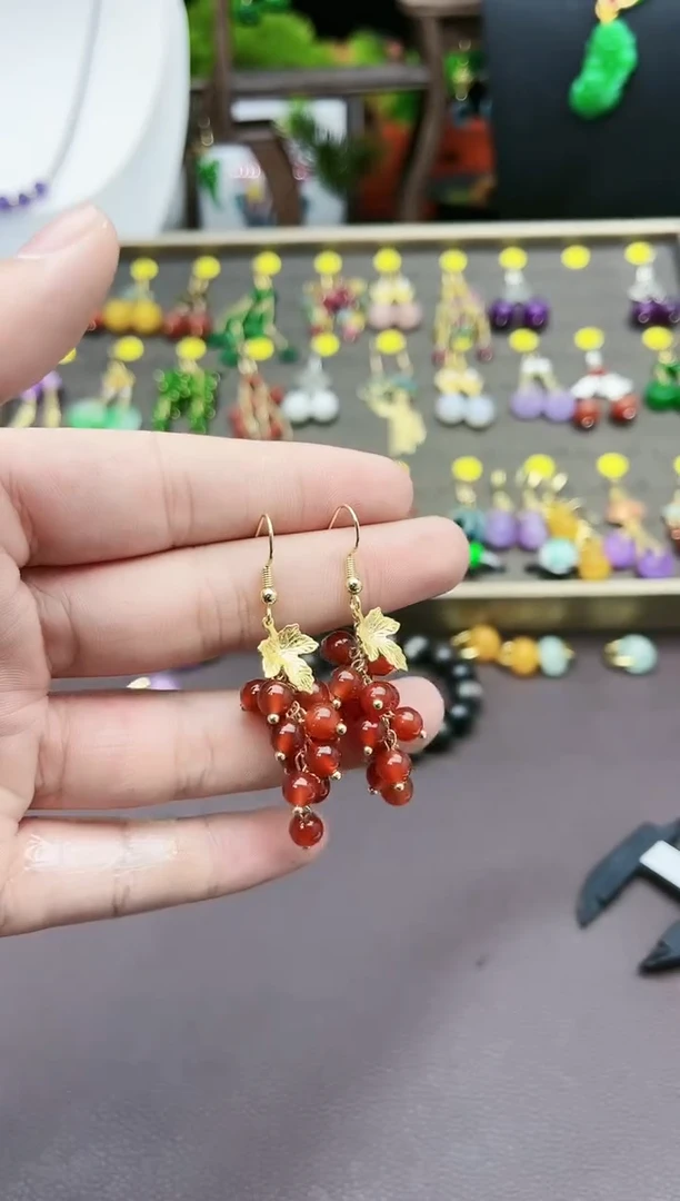 【闪购商品】南红玛瑙耳饰银S925镶嵌207000